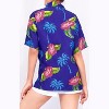 LA LEELA Women's Button Down Blouses Casual Summer Beach Party V Neck Short Sleeve Vacation Button Up Dress Hawaiian Shirts for Women - 2 of 4