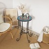 Outdoor Metal Small Side Table, Colorful Patio Drink Table with Iron Legs for Porch, Balcony or Garden – Cuddlewood - 2 of 4