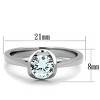 Slickblue Women's Polished Stainless Steel Ring with 6mm Round Clear CZ, Solitaire Style, Lightweight, size 5–10 - 2 of 4