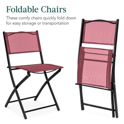 Burgundy 3-Piece Black Steel and Glass Patio Bistro Set