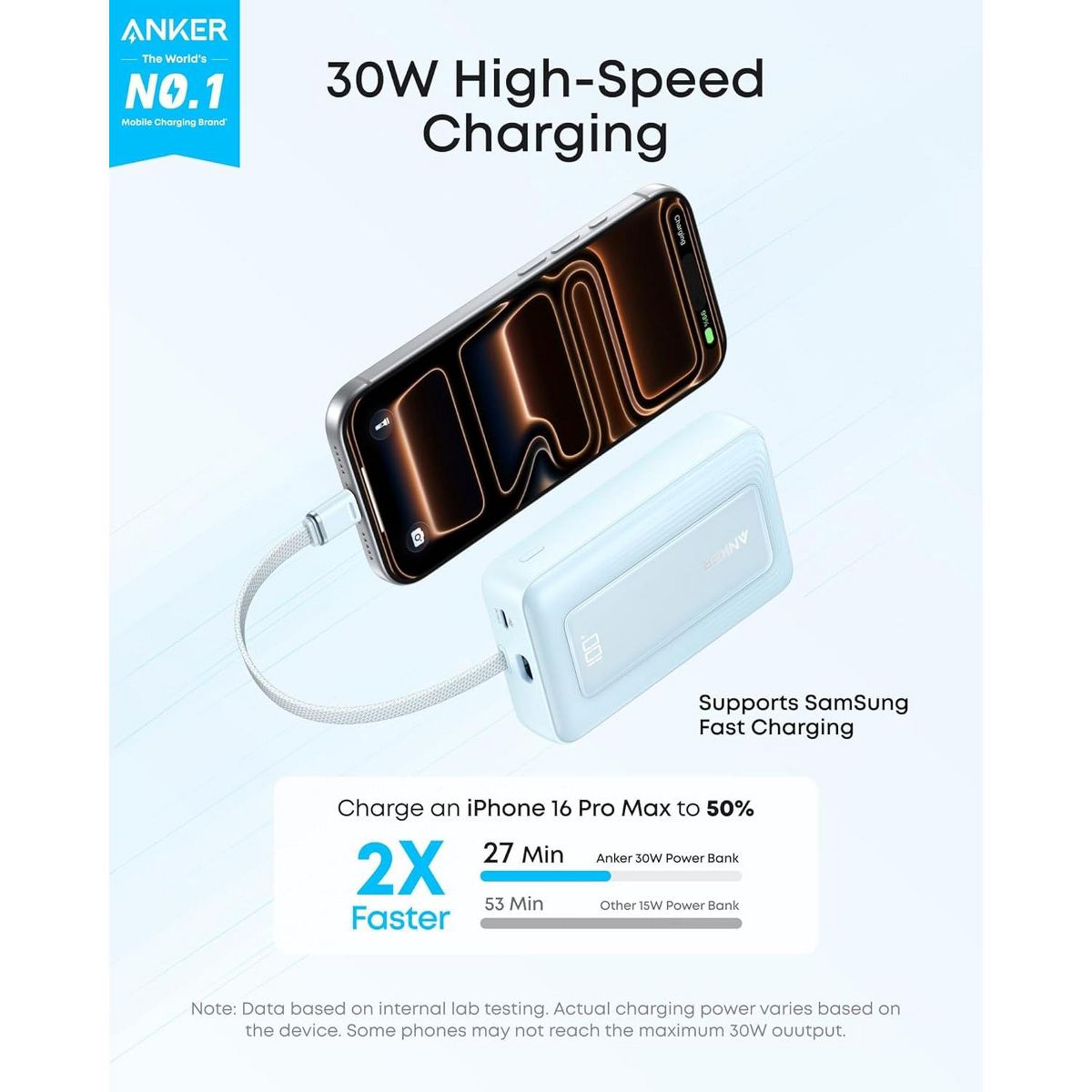Anker Portable Charger, 10,000mAh 30W Power Bank, USB-C In/Out Fast Charging Battery Pack, Travel Phone Charger for iPhone 17/16, Galaxy & More (Pink) - thumbnail 9