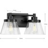 Progress Lighting Hinton 2-Light Matte Black Steel Bath Vanity with Seeded Glass - 3 of 4