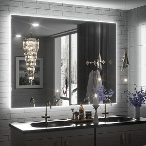 Keonjinn Smart LED Bathroom Vanity Wall Mirror, 3 Color Temperatures Dimmable, Frontlit & Backlit, Dimmable, Acrylic Edge, Anti Fog, Radar Sensor - 1 of 4