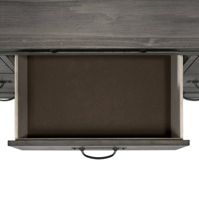 Gray Wood 7-Drawer Dresser with Black Metal Trim