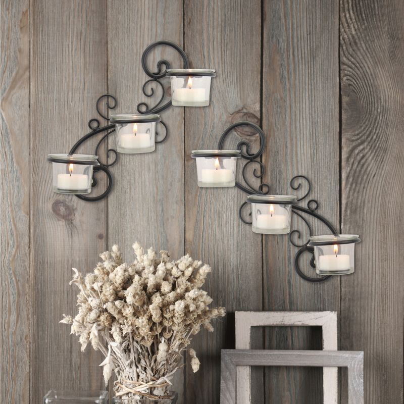 Decorative Tea Light Candle Holder Wall Sconce Set - Stonebriar Collection, 6 of 8