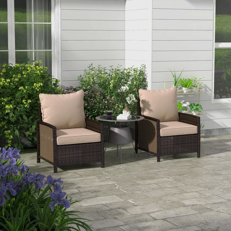 Outsunny Patio Chair Cushions with Seat Cushion & Backrest, Fade Resistant Seat Replacement Cushion Set, 3 of 7
