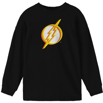The Flash Logo Boy's Black Long Sleeve Shirt : Target