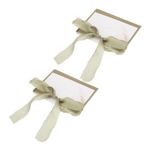 Unique Bargains His and Her Wedding Vows Books Ribbon Card 6.7x4.7 Inch 2 Pcs - 1 of 4