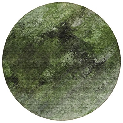 Green And Ivory Abstract Washable Indoor Outdoor Area Rug