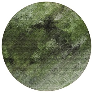 Green And Ivory Abstract Washable Indoor Outdoor Area Rug - 1 of 4