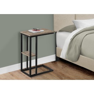 Vynxaria Contemporary C-Shaped Accent Table - Brown Laminate & Black Metal, 18.25" L x 10.25" W x 25.25" H - 1 of 4