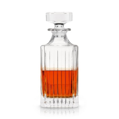 Viski Reserve Crystal Liquor Decanter - Cut Crystal Carafe with Stopper Home Bar Glassware for Whiskey, Vodka, Gin, 28 Oz - Set of 1