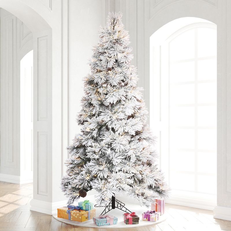 Vickerman Flocked Atka Pine Artificial Christmas Tree 3MM Warm White, 5 of 6
