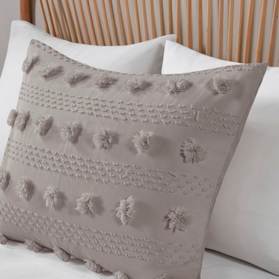 Gray Twin Down Alternative Microfiber Comforter Set with Pom Pom