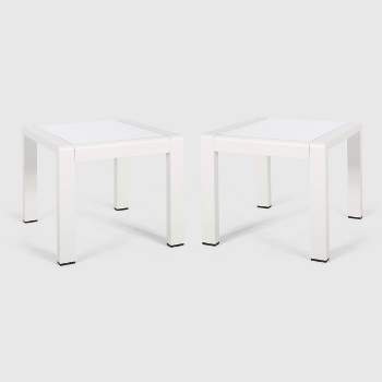 Cape Coral 2pk Aluminum Patio Side Table White - Christopher Knight Home