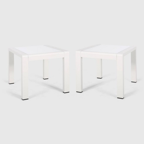 Cape C 2pk Aluminum Patio Side Table White Christopher Knight Home Target - White Patio End Tables