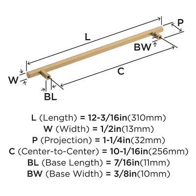 Champagne Bronze Modern Polished Bar Cabinet Pull with Mounting Hardware