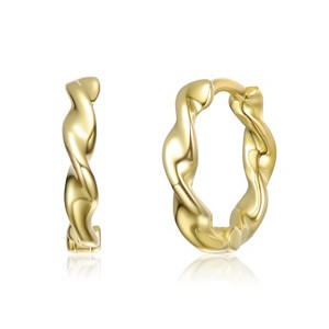Guili 14k Gold Earrings, Twisted Rope Design, Elegant & Modern, Perfect for Adding Texture and Sophistication to Daily Wear and Special Events - 1 of 2