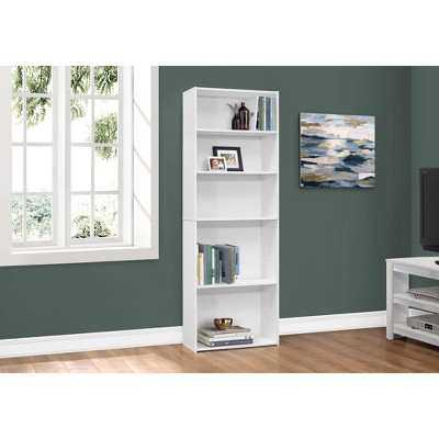 Monarch Specialties Bookshelf Bookcase 6 Tier 72InchH Office Bedroom Laminate White Transitional