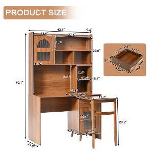 L Shaped Computer Desk With Hutch, Office Desk with 90 Degree Rotating Desktop, Corner Gaming Desk with Storage, Writing Table for Home Office - 1 of 4