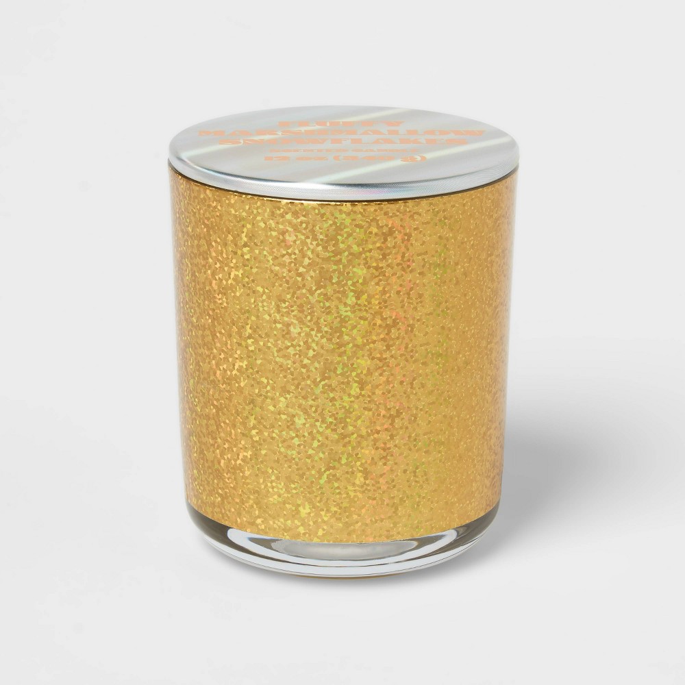 Photos - Other Decoration Glitter Lidded Fluffy Marshmallow Snowflakes Jar Candle 12oz - Room Essent