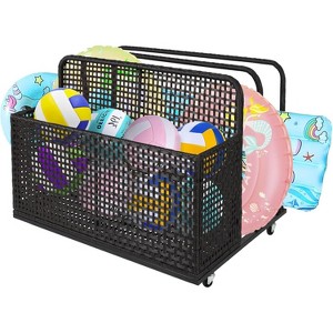 Pool Storage Bin - Outdoor Caddy w/Wheels for Toys, Floaties, Noodles, Towels & Life Vests, PE Rattan Design, Poolside Organizer - 1 of 4