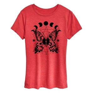 Women's - Instant Message - Celestial Butterfly with Moons Short Sleeve Graphic T-Shirt - 1 of 4