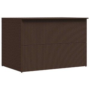 Outdoor Storage Box Brown PE Rattan, Powder-Coated Steel Large - 1 of 4