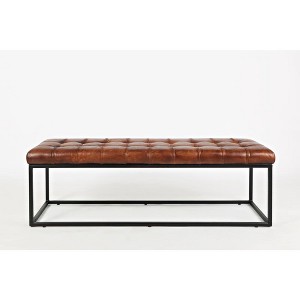 Starlight Canyon Home,55-Inch Brown Leather Ottoman Bench with Metal for Home Décor - 1 of 4