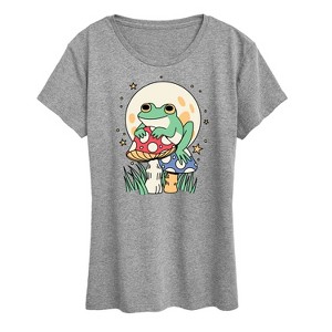Women's - Instant Message - Frog And Mushrooms Short Sleeve Graphic T-Shirt - 1 of 4