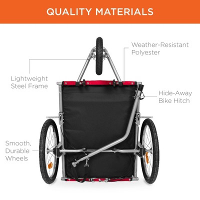 Red and Black 2-in-1 Pet Stroller and Bike Trailer