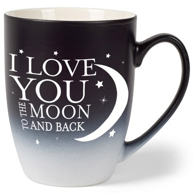 Elanze Designs Love You Moon And Back Two Toned Ombre Matte Black and White 12 ounce Ceramic Stoneware Coffee Cup Mug