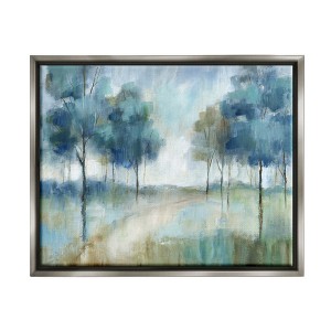 Stupell Industries Abstract Blue Woodland Path Trees Framed Floater Canvas Wall Art - 1 of 4