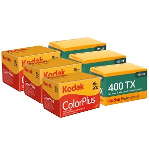 Kodak ColorPlus 200 Color Negative Film, 36 Exp with 3x Professional 400TX Tri-X 400 Black & White Negative Film - 24 Exp - 3 Units - 1 of 3