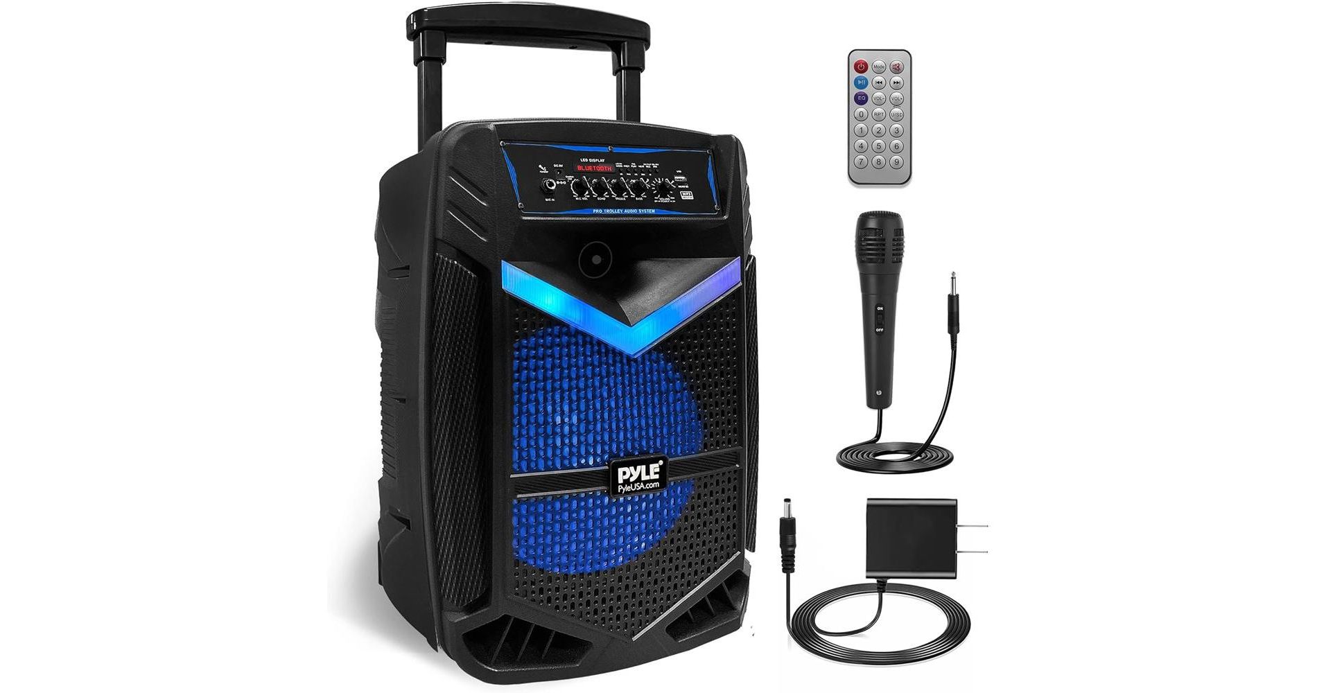 Pyle 12” Portable PA Speaker System with Bluetooth, LED Lights, & Rechargeable Battery (PPHP1242B)