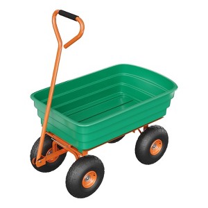 Poly Dump Cart 600/1200lb 10in NoFlat Tires 180 Rotating Handle Rust Proof Yard Landscaping - 1 of 4