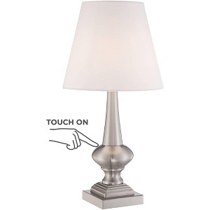 360 Lighting Modern Desk Table Lamp 19" High Brushed Steel White Bell Shade Touch On Off for Bedroom Bedside Nightstand Office - 1 of 4