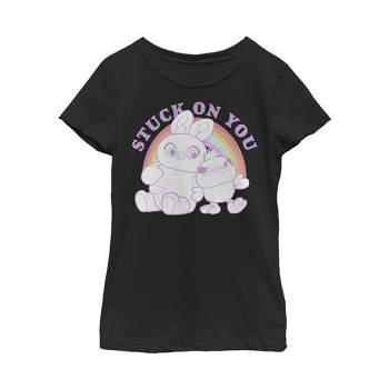Girl's Toy Story Ducky & Bunny Stuck on You Rainbow T-Shirt