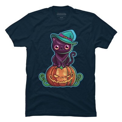 Men's Design By Humans Ferociously Cute Halloween Vampire Witch Kitty Cat By LittleBunnySunshine T-Shirt