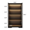 Display Storage Cabinet with LED Lights and Glass Doors, 4-Tier Pantry Cabinet, Black - 2 of 4