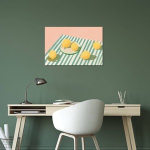 iCanvas Lemons and Stripes by Jenny Rome Canvas Print Wall Art - 1 of 3