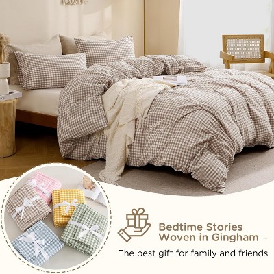 Der Rose BALHAM TRADE-3 Piece Queen Size Tan Gingham Duvet Cover Bedding Set (Comforter Not Included) Tan Gingham-Queen 90"x90" — фото 7