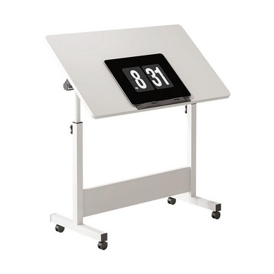 Ergonomic height-adjustable computer desk with casters for work, office and home use