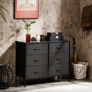 6 Drawers Wide Fabric Storage Units Chest for Bedroom - 1 of 4