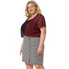 Agnes Orinda Women's Plus Size Short Sleeve Open Front Crochet Lace Allover Cropped Cardigan - 4 of 4