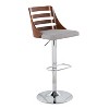 Set of 2 Trevi Upholstered Barstools Gray/Walnut - Lumisource: Bent Wood Design, Steel Legs, Adjustable Height - 2 of 4