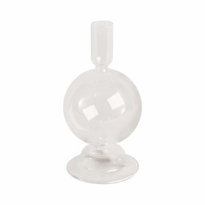 Glass Taper Candle Holder - Modern Decorative Contemporary Pillar Holder for Home, Office, Bedroom & Living Room
