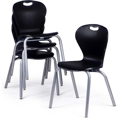 School Student Stack Chair - Ergonomic Molded Seat Shell with Robust Riveted Frame - for Classrooms in Home Learning of Office - Pack of 4 Chairs