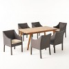 Christopher Knight Home Vivian Outdoor Wicker and Acacia Wood 7 Piece Dining Set with Cushion - 2 of 4