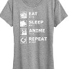 Women's - Instant Message - Eat Sleep Anime Repeat Short Sleeve Graphic T-Shirt - 2 of 4